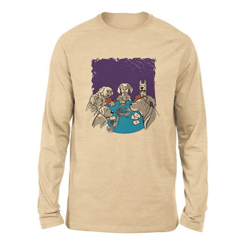 Poker Dogs Men/Unisex Drop Shoulder Sweatshirt in Heather Sand Dune color